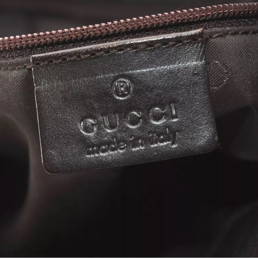 GUCCI Bamboo Shoulder Bag Nylon 2way Khaki Green with brown leather trim - Picture 12 of 15